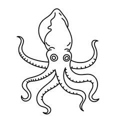 Octopus whimsical outline for posters, children's books, coloring book for kids and educational materials, highlighting its charming eight arms in a unique way