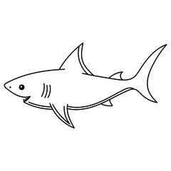 Shark a striking black and white drawing of a powerful predator. Perfect for marine life designs, ocean themed projects and coloring book for kids