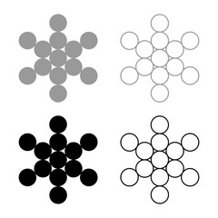 Fruit of life symbol Sacred geometry set icon grey black color vector illustration image solid fill outline contour line thin flat style