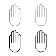 Hand Akhimsa Ahimsa arm Jainism Jain religion symbol Dharma Ahinsa set icon grey black color vector illustration image solid fill outline contour line thin flat style