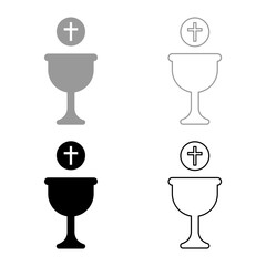 Corpus christi holy communion set icon grey black color vector illustration image solid fill outline contour line thin flat style