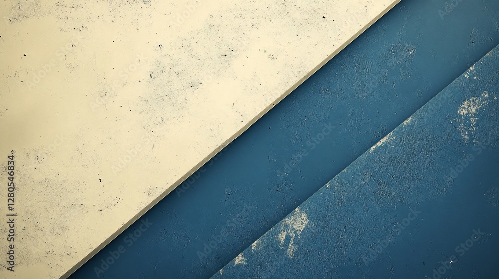 Poster abstract background with diagonal beige and blue textures.