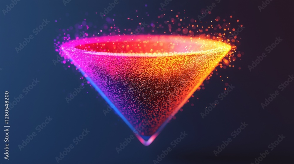 Aufkleber funnel concept. mesmerizing multicolored glowing transparent funnel with swirling luminous particles