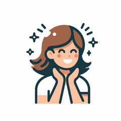 Happy Cartoon Woman with Stars - Cheerful Flat Illustration Design