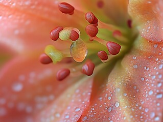 Dewdrop on Peachy Flower Center