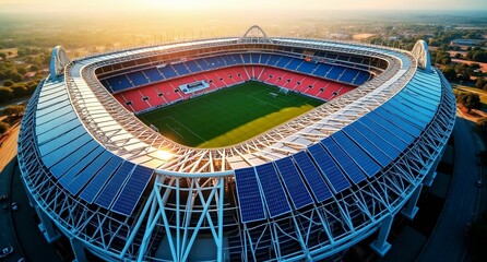 solar panels on a stadium roof 