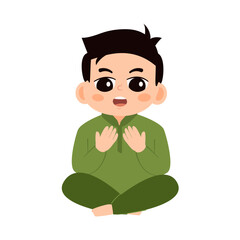 Cute Muslim BoyCartoon Illusration Prating