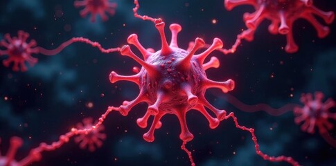 Intricate web of glowing lines forming a virus structure , security, cyber threat, computer virus