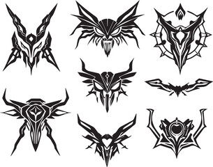 A set of futuristic items. Hand drawn vector illustration