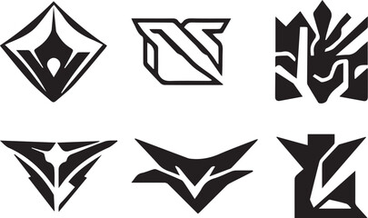 A set of futuristic items. Hand drawn vector illustration