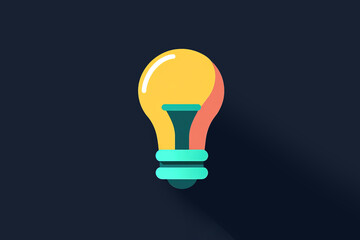 Colorful light bulb illustration with shadow effect on dark background