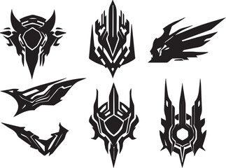 A set of futuristic items. Hand drawn vector illustration