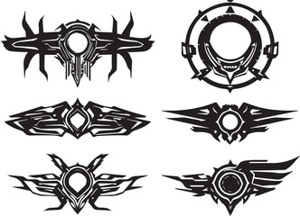 A set of futuristic items. Hand drawn vector illustration