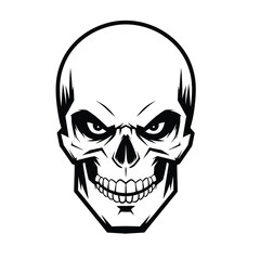 Obraz premium An all-black and white skull Character head in a vector drawing
