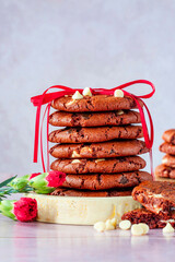 Red velvet cookies with white chocolate chips