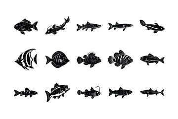 Fish silhouette vector bundle 