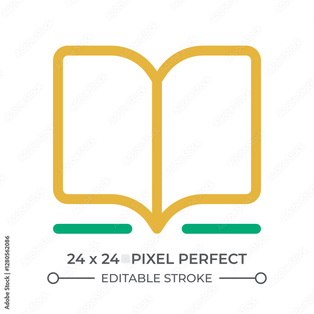Poster open book colorful line ui icon. reading literature to study information. education and leisure. rel