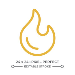 Fire colorful line ui icon. Warning about flammable materials. Burning flame danger reminder. Burning bonfire location. Isolated vector linear symbol. User interface element, pixel perfect