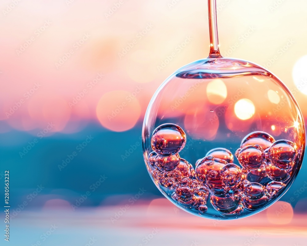 Aufkleber beautiful transparent sphere with air bubbles and soft background glow