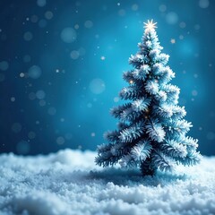 Snowy blue Christmas tree on white background, snow, tree, christmas