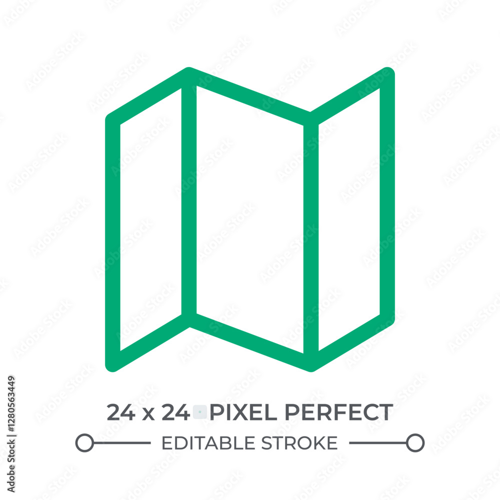 Poster folded paper sheet colorful line ui icon. blank brochure for business. printing material production.