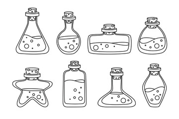 Black and White Magic Potion Bottles