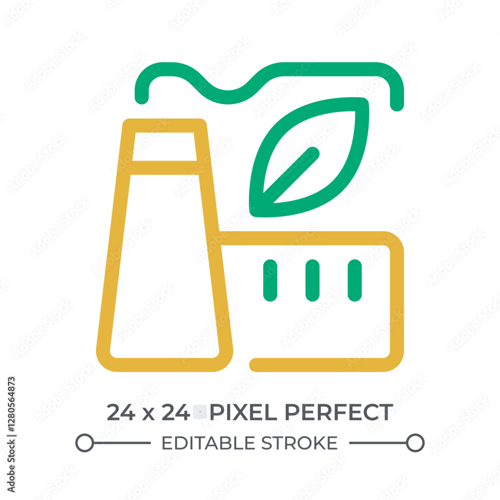 Poster clean manufacturing colorful line ui icon. industrial plant using eco friendly technology. environme