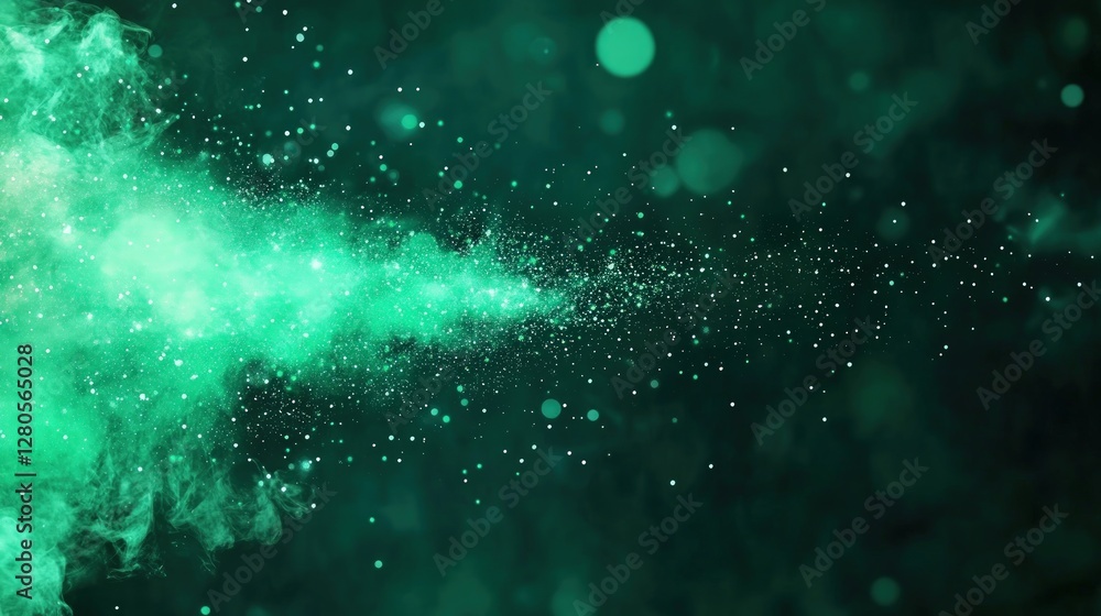 Aufkleber vibrant green particles and smoke creating abstract cosmic effect