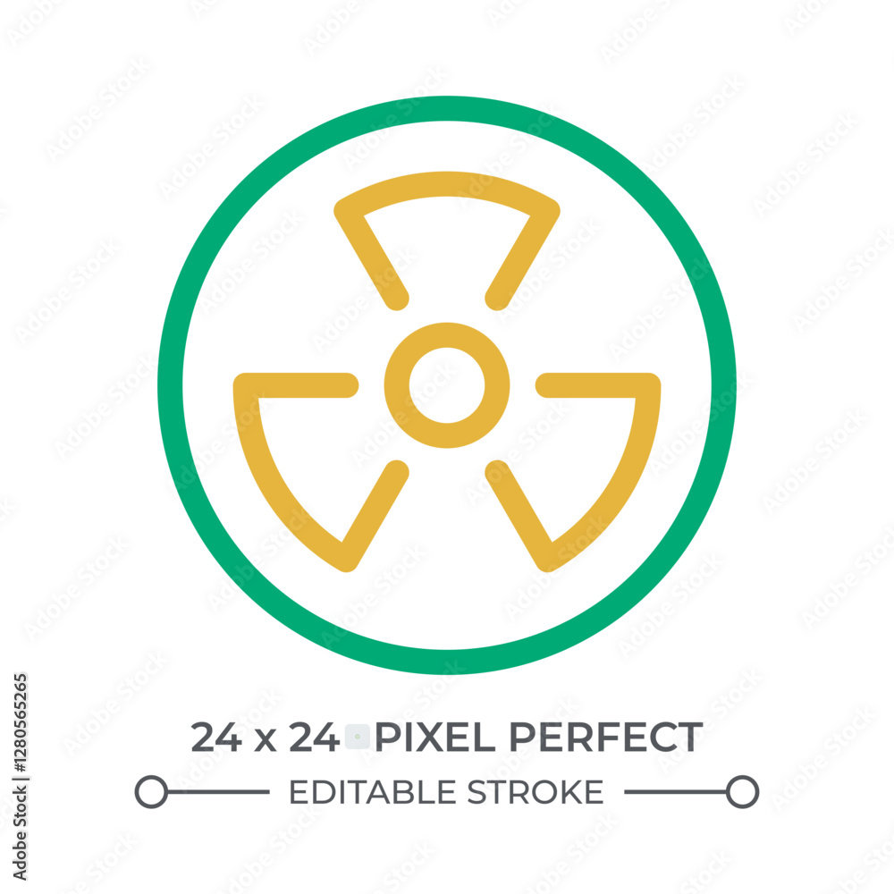 Poster radiation symbol colorful line ui icon. danger of radioactive hazard. work with toxic materials. nuc