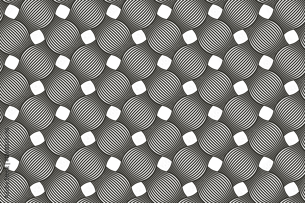 Poster traditional lacing wicker seamless pattern, vector weaving geometric repeat abstract background, int
