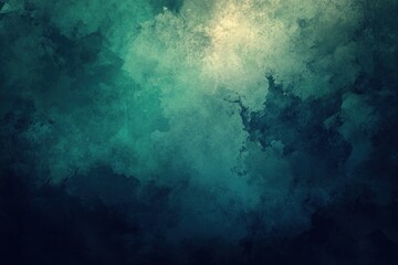 Obraz premium Abstract teal and dark green watercolor texture background.
