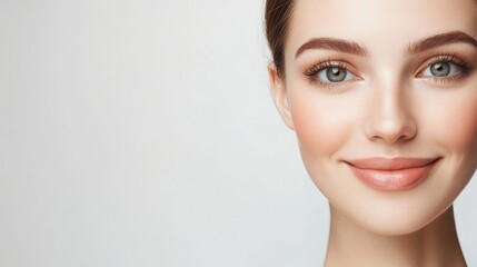 Obraz premium Beautiful Young Woman with Smooth Skin and Bright Smile Portrait