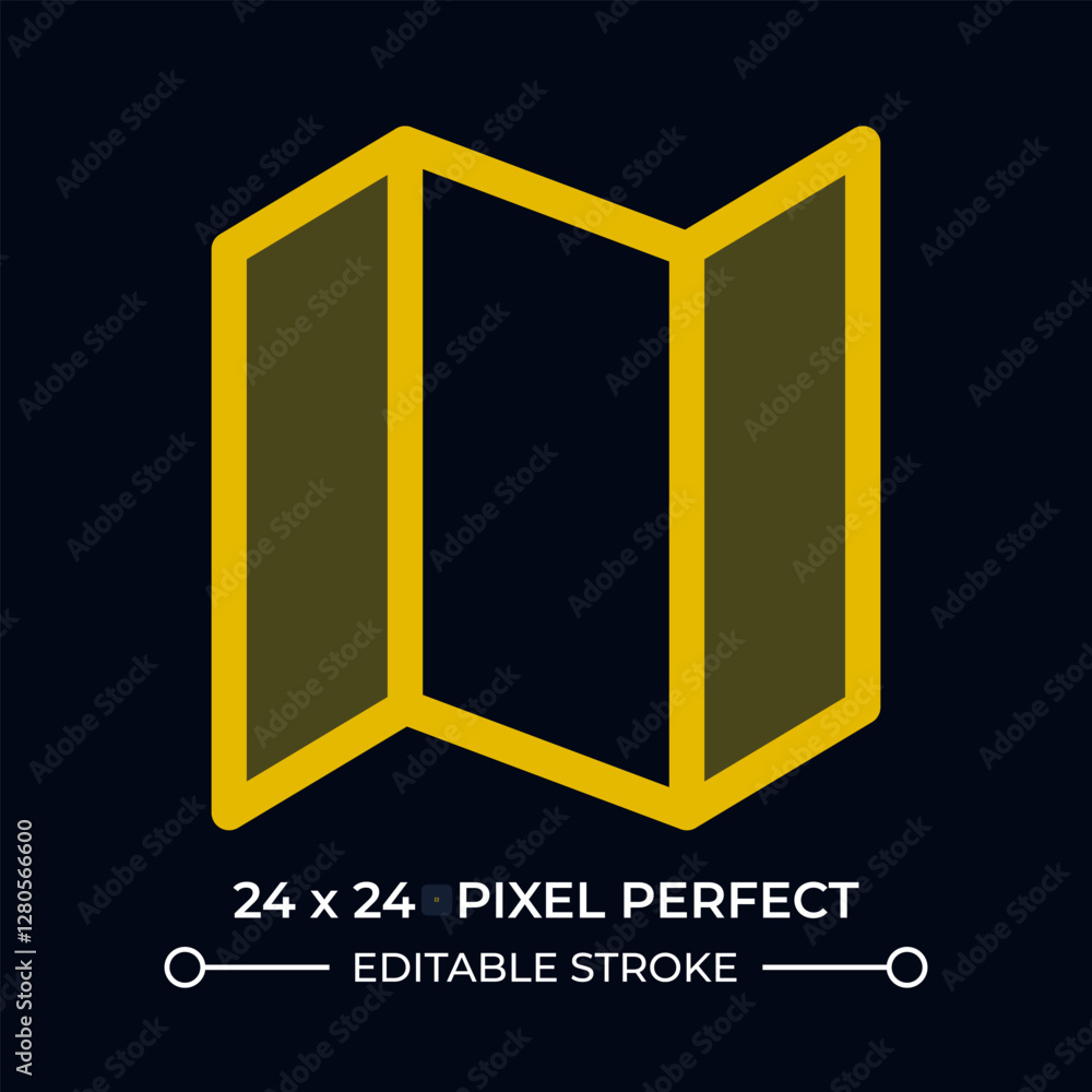 Poster folded paper sheet dark color ui icon. blank brochure for business. printing material production. pa