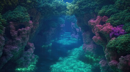 Fototapeta premium Vibrant underwater scene with colorful corals and clear blue wat