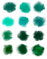 set in green on a white frame background