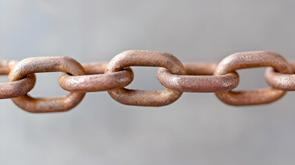 Rusty chain links close-up, blurred background (1)