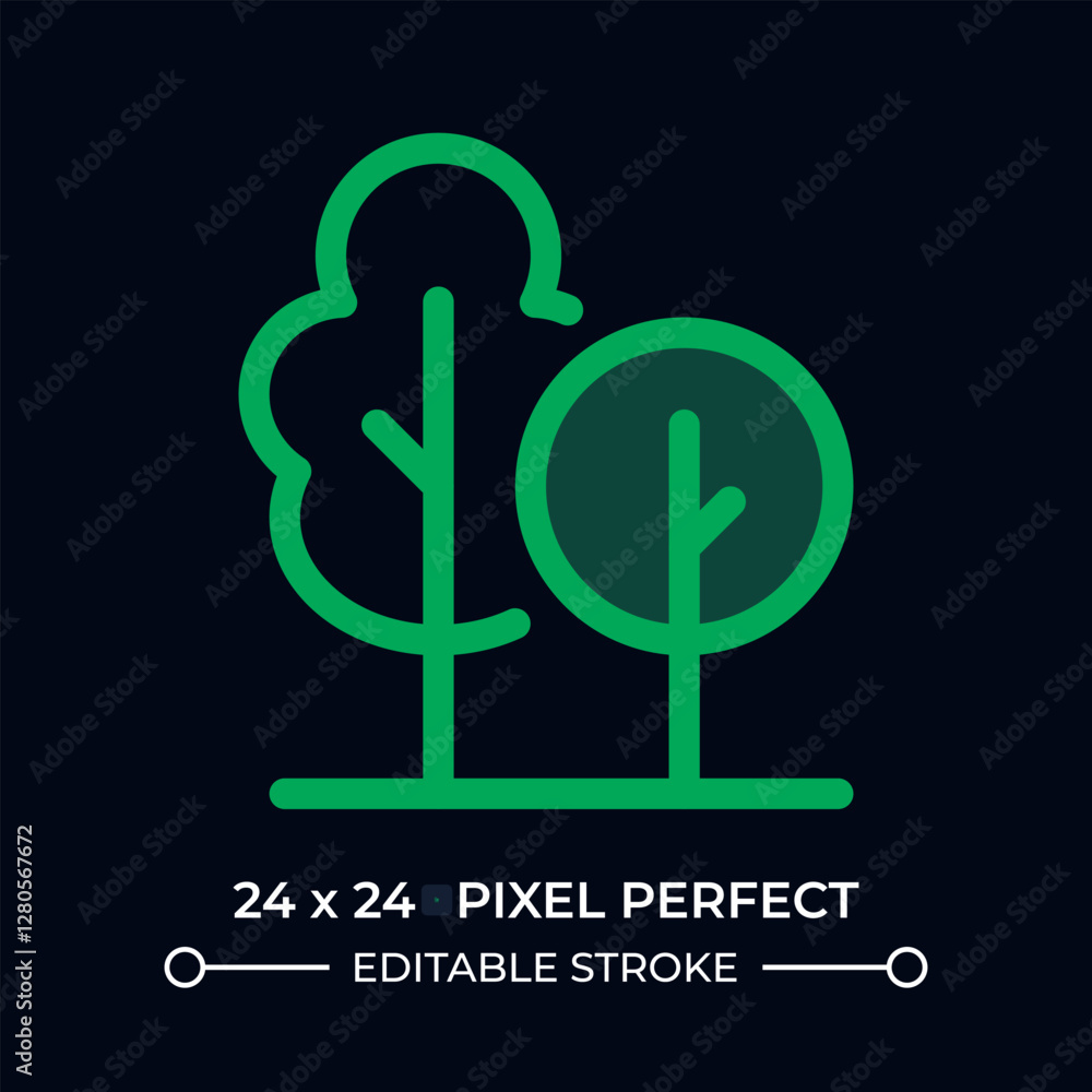 Poster growing trees dark color ui icon. wild forests and park cultivation. nature areas protection. refore