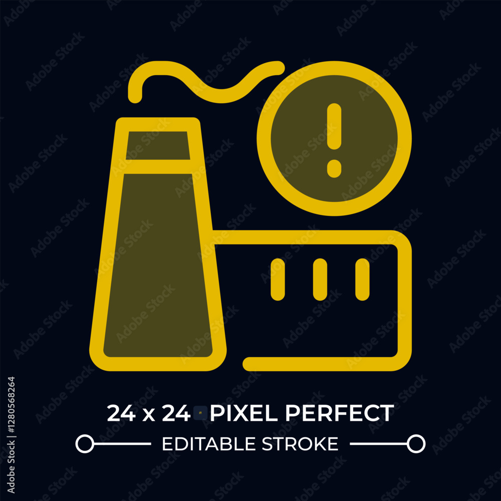 Poster factory danger warning dark color ui icon. attracting attention to carbon emission problem. industry