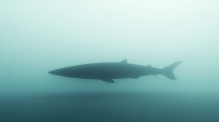 Obraz premium Mysterious silhouette of shark gliding through tranquil, murky w