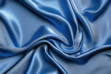 Obraz premium Silky blue fabric, Luxurious textile, Soft folds and creases, Shiny satin material, Smooth texture, Elegant drapery, Azure hue, Flowing curves, Glossy surface, High-end fashion fabric, Sensual fabric