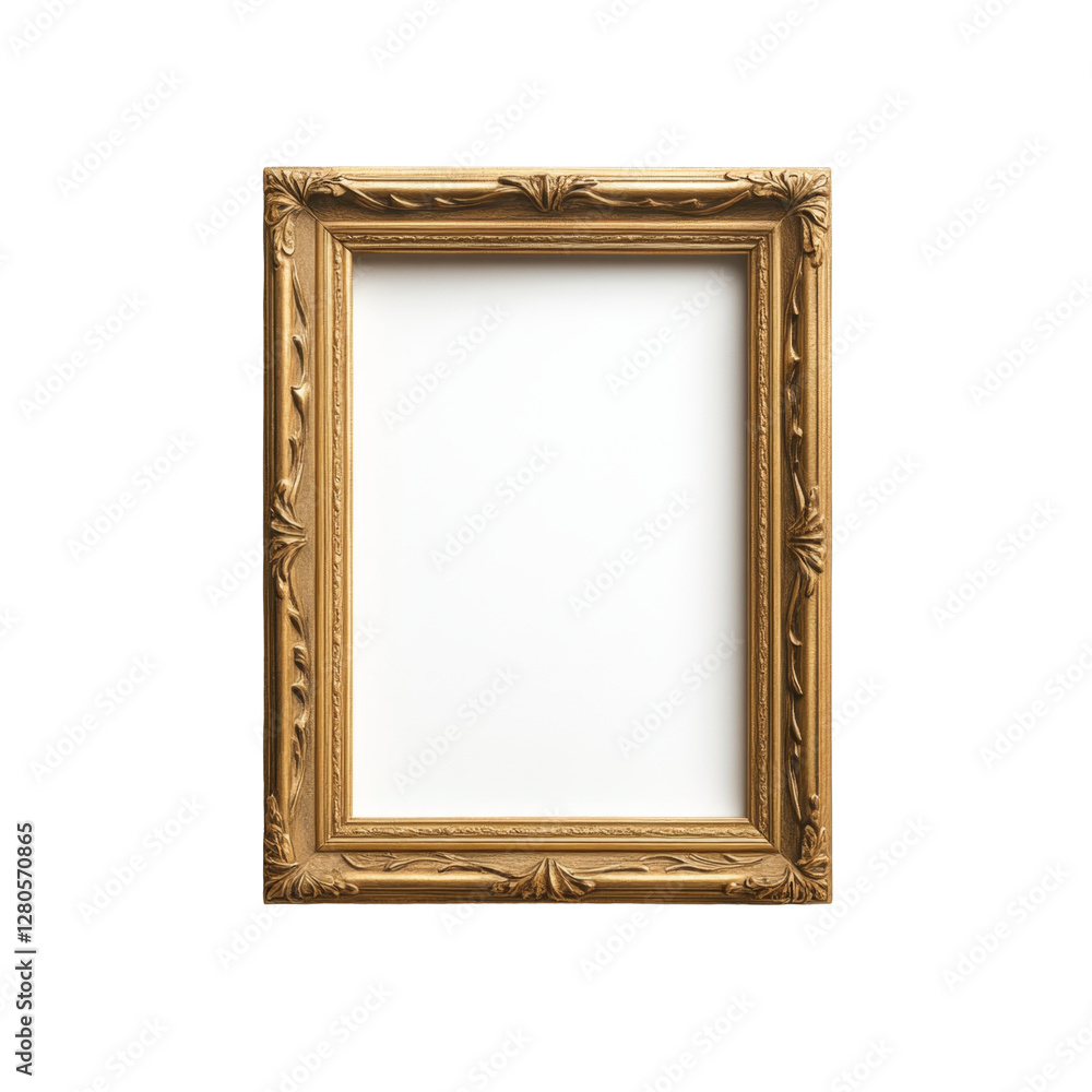 Poster ornate rectangular gold frame with intricate carvings and empty center space