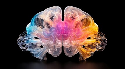 A mesmerizing neon brain with pulsating electrical waves, highlighting a complex neural network of interconnected intelligence.