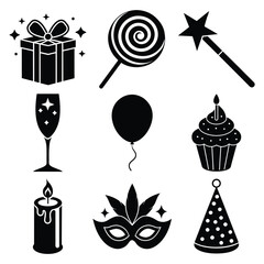 Birthday party celebration vector set on white background