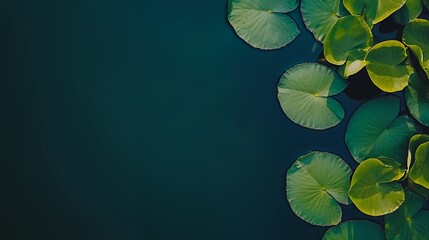 Dark Green Lily Pads on Teal Water