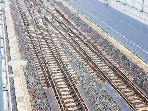 High angle view of railroad tracks