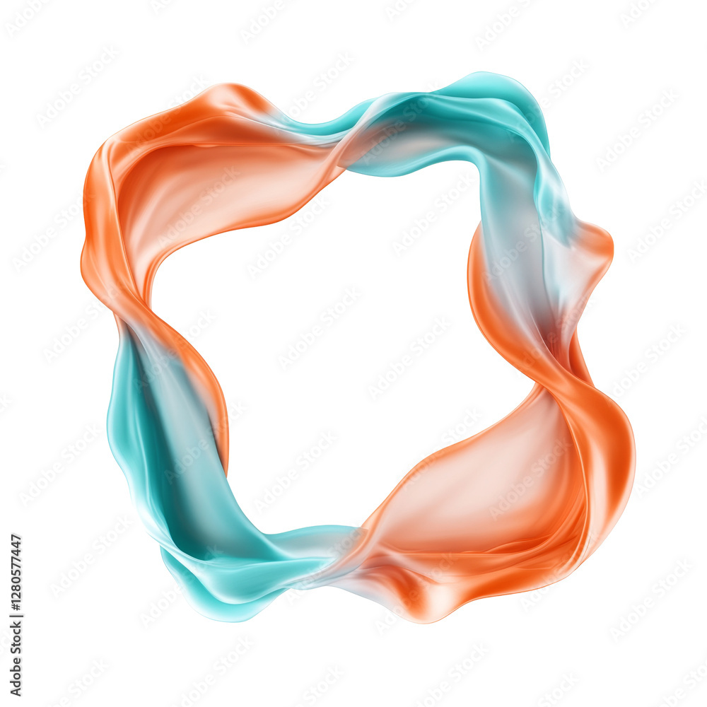 Aufkleber colorful abstract ribbon loop with twisting orange and blue flowing shapes in circular motion