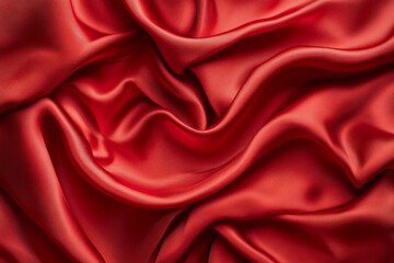 Obraz premium Luxurious red fabric with soft folds in close-up. AI image