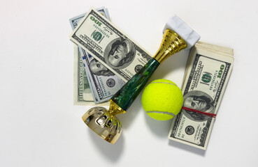 tennis trophy, champion award cup, first place winner of a sports tournament