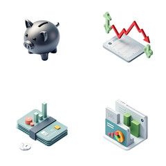 Finance bank icon set
