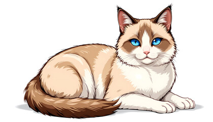 snowshoe cat on white background 
